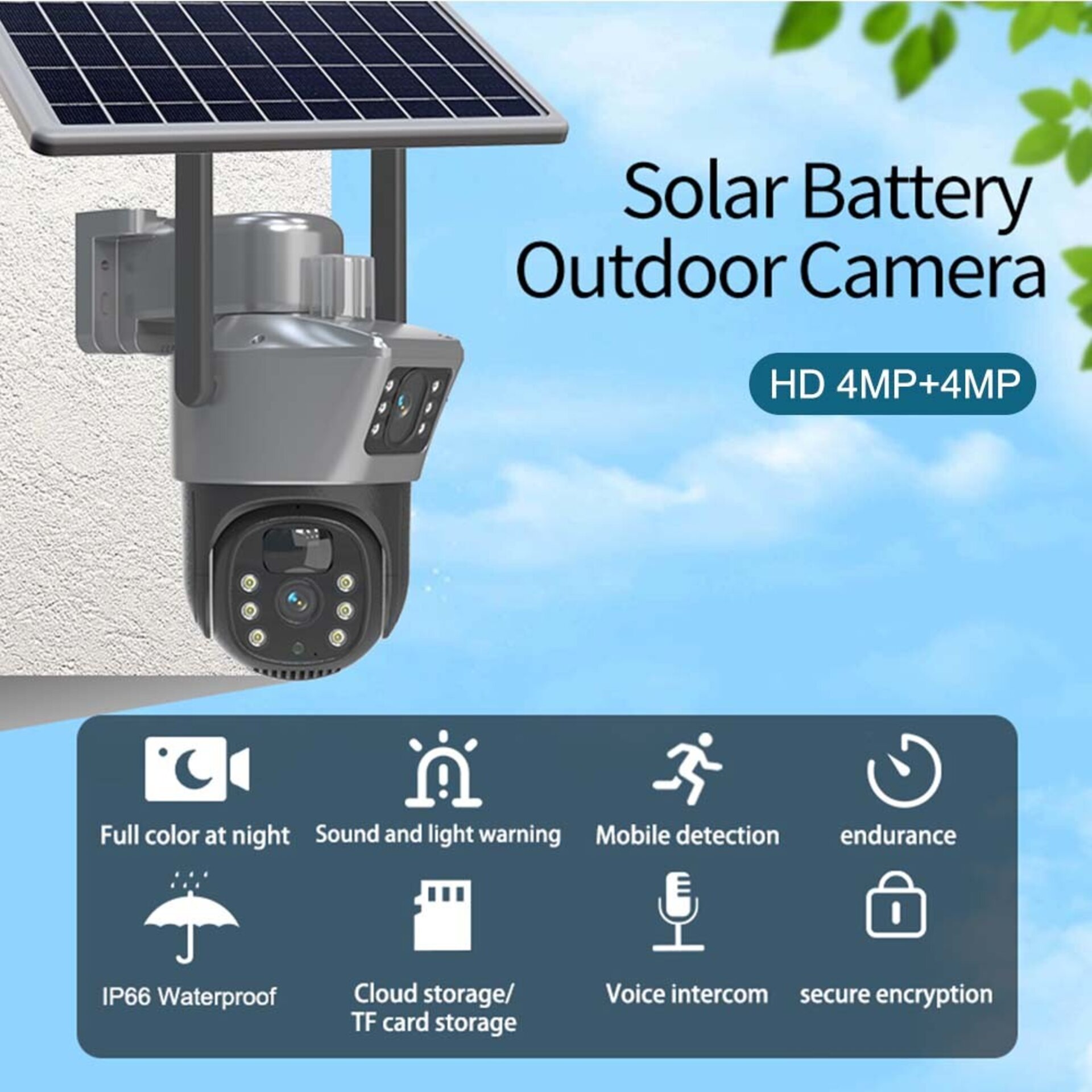 Cámara solar wifi 8MP 4k - 6
